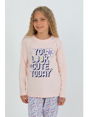 Vitmo Kız Çocuk Uzun Kollu %100 Pamuk Pijama Takımı Look Cute