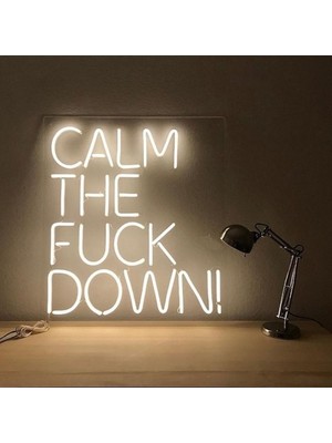 Calm The Fck Down Neon LED Dekoratif Duvar Aydınlatması Neon Duvar Yazısı Sihirli LED