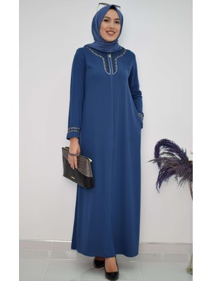 Taş Detaylı Ferace Indigo MC2010