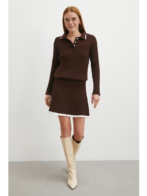 Never More Polo Yaka Etekli Takım Kahve