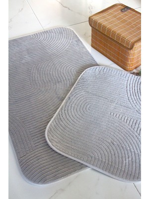 Dede Ev Tekstil Kaydırmaz Taban Banyo Paspası & Klozet Takımı 2li Takım 60 × 100 cm 50 × 60 cm