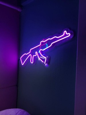 AK47 Silah Neon LED Tabela