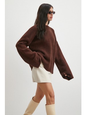 Never More Bisiklet Yaka T Kol Kazak Kahve