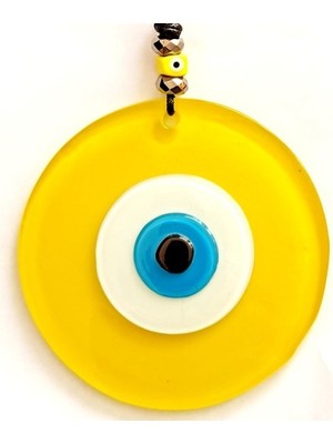 Ett Tasarım Harikası Deri Ipli Nazar Boncuklu Sarı Cam Duvar Süsü Dinç Store - 004982