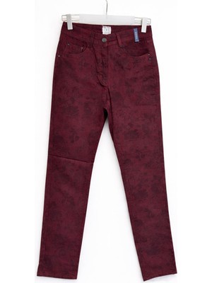 Bolınto 163 5 Cep Kendınden Desenlı Dar Paca Pantolon