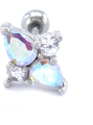 Bz Burgu Zincir 316L Çelik Zirkon Taşlı Şekilli Piercing PRC-185