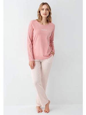 Arnetta Modal Pamuk Uzun Kol Sıfır Yaka Patlı Bayan Pijama Takım