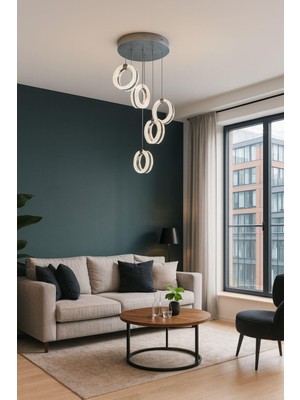 Avizem Krıstal Modern Avize Akrilik 9001 4+1 Krom