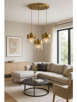 Avizem Camlı Avize Çift Cam 3 Lu Eskitme