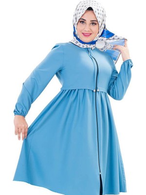 Fermuarlı Mevsimlik Tesettür Kap Indigo