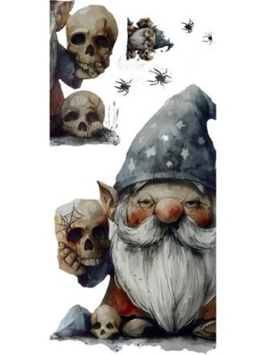 Ett Gotik Cüce ve Kafatası Duvar Sticker Seti Dinç Store - 004982