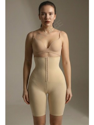 Ten Rengi King Bee Kum Saati Görünüm  Vücut Şekillendirici Göbek Basen ve Bacak Toparlayıcı Sarkma Önleyici Sıkılaştırıcı Seamless Kopçalı Paçalı Korse