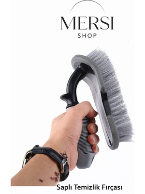 Mersi Shop Saplı Halı Koltuk ve Araç Temizlik Fırçası | Ergonomik Saplı Dayanıklı Kıl Derin Temizleme Fırçası