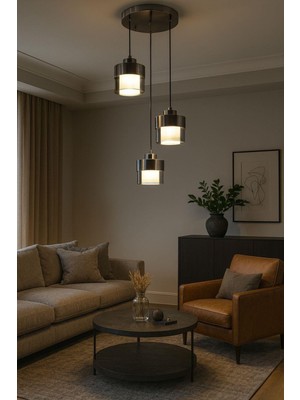 Avizem Camlı Avize Çift Cam 3 Lu Inox