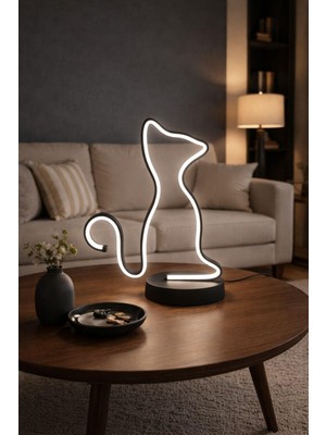 Avizem Ledli Abajur Kedi Siyah