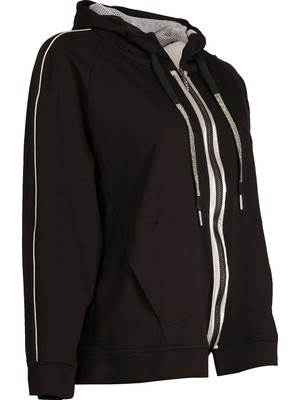 Ysatis Oversize Kapüşonlu Fermuarlı Kadın Ceket - Günlük Spor Şık