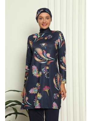 Moda Çizgi Tam Tesettür Dijital Desenli Mayo 31053