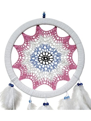 Ett Pembe Nazar Motifli Kuş Tüylü Duvar Süsü Dinç Store - 004982