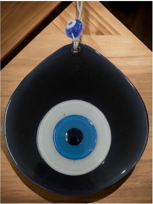 Ett Mavi Nazar Boncuklu Siyah Renk Nazar Boncuklu Damla Desen El Yapımı Duvar Süsü Dinç Store - 004