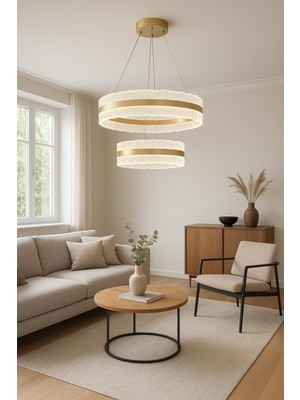 Avizem Ledli Avize Titanik 2 Li 60+40 cm Gold