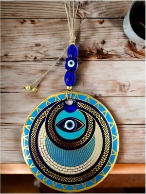 Ett Altın Işlemeli Halka Model Nazar Boncuk Gözlü Duvar Süsü Dinç Store - 004982
