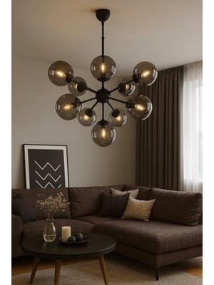 Avizem Camlı Avize Balon 12 Lı Siyah