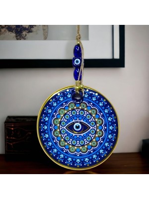 Ett Yaldızlı Nazar Boncuklu Mavi Pembe Renkli Duvar Süsü Dinç Store - 004982