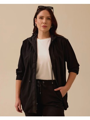 Gala-Xi Kadın Oversize Kapüşonlu Minimalist Ceket - Günlük Kullanım