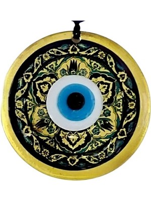 Ett Lale Desenli Altın Rengi Nazar Boncuklu Füzyon Cam Duvar Dekoru Dinç Store - 004982