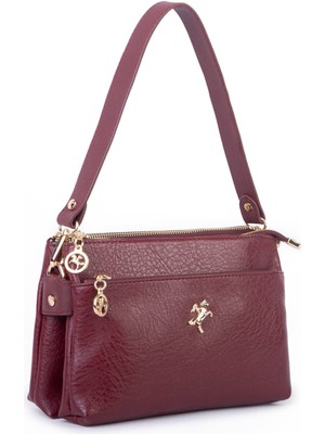 Nas Bag Kadın Çift Gözlü Omuz ve  Çapraz Çanta Bordo Victoria