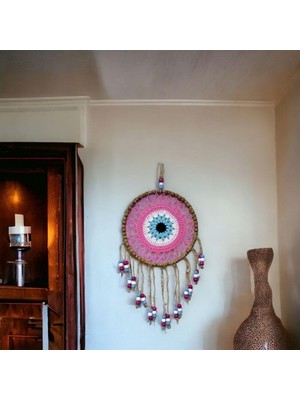 Ett Örgülü Duvar Süsü Pembe Boncuklu Duvar Dekoru Dinç Store - 004982