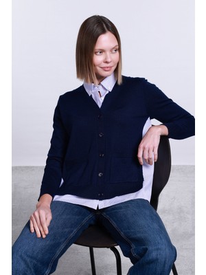 Sempre Kadın Iç Gömlek Detaylı Yünlü Hırka 2725 Lacivert
