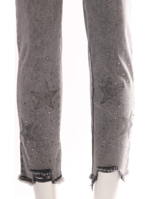 Seleste Yıldız Detaylı Midi Jean Pantolon - Minimalist Stil