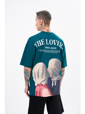 Machinist Erkek The Lovers Baskılı Oversize Tişört Yağ Yeşili