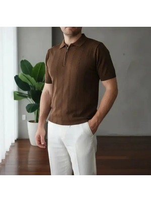 Moda Fermuarlı Polo Yaka Triko