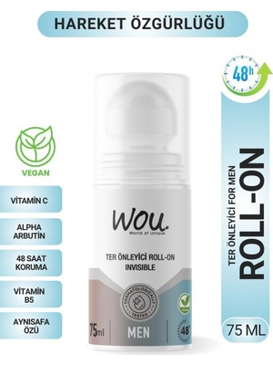 Ter Önleyici Roll-On Erkek 75ML.INVISIBLE (Leke Karşıtı)