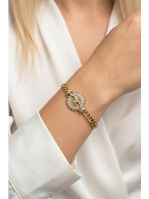 Rays Antik Güneş Figürlü Gold Renk Bileklik 0125