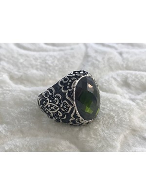 Canka Yeşil Zirkon Taşlı 925 Ayar Erkek Gümüş Yüzük