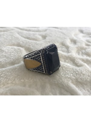 Canka Siyah Zirkon Taşlı 925 Ayar Erkek Gümüş Yüzük