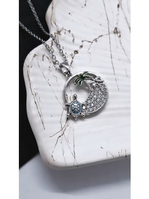 Serenity Deniz Sahil Figür Çelik Kolye