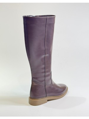 Emienza Fıona Vegan Deri Oval Burun Fermuarlı Bayan Çizme