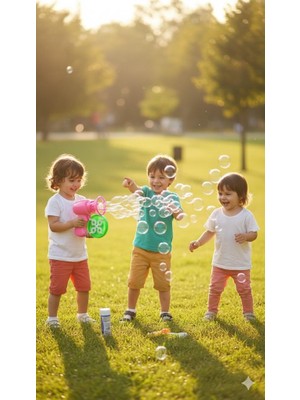 abnturk Pilli Pembe Gövdeli Yeşil Çarklı Köpük Tabancası Sihirli Atmosfer  Çok Baloncuklar