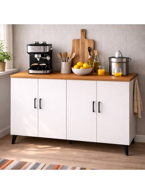 Bangu 4 Kapaklı Çok Amaçlı Dolap ( Derinlik 47 cm ) Kahve Köşesi Dolabı BKDM005