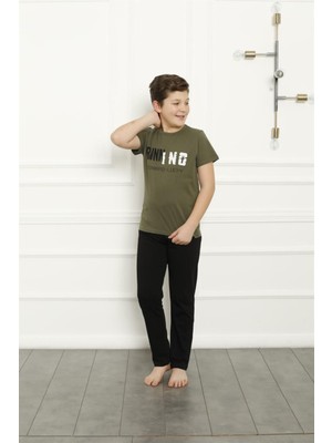 Moda Çizgi Erkek Çocuk Pamuk Kısa Kollu Pijama Takımı 20384