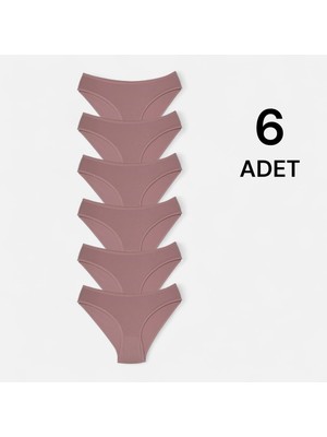 Erdenay Tekstil Penye Licralı Kadın Bikini Külot 6'lı - Gül Kurusu
