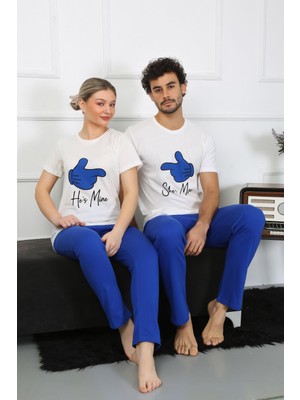 Moda Çizgi Erkek Pamuk Penye Sevgili Kombini Pijama Takımı Beyaz 50129 Tek Takım Fiyatıdır