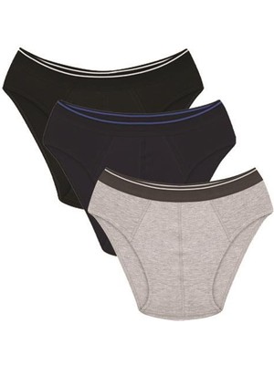 Moda Çizgi Erkek Pamuk 3lü Siyah Laci Gri Likralı Slip