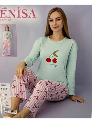 Lovenisa Uzun Kollu Kiraz Desenli Pijama Takımı