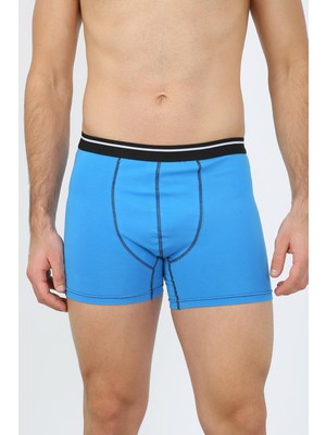 Moda Çizgi Erkek Pamuk Likralı Boxer Mavi 40133
