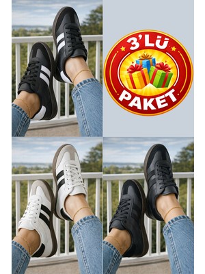 ModaFrato 3'lü PAKET FLEX RUN Unisex Spor Ayakkabı Günlük Casual Sneakers